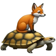 Renard sur tortue sticker