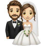 Groom with brown hair and beard and bride with brown hair  sticker