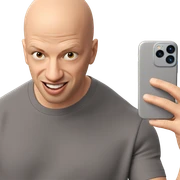 bald boy taking a selfie sticker