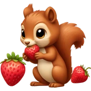 squirrel with strawberries sticker