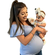 happy girl with baby in arms sticker
