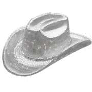 Silver sequin cowboy hat white sticker