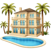 light beige luxurious villa with swimming pool and palm trees sticker