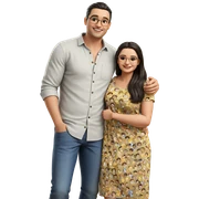 smiling couple in casual wear sticker