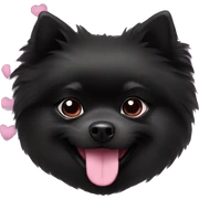 cute black pomeranian with pink hearts around it sticker