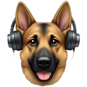 german shepherd black ears with headphones sticker