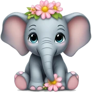 baby elephant with flowers  sticker