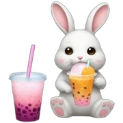 Bunny eating bubble tea sticker