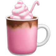 hot chocolate with pink marshmallow sticker