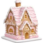 light pink and gold and white gingerbread house sticker