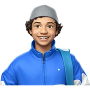smiling boy in blue jacket sticker