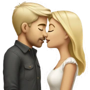 blonde girl kisses brunette guy sticker