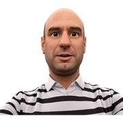 bald male in striped shirt sticker