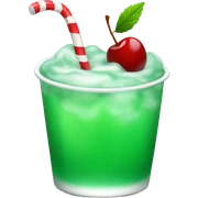 Green plain peppermint soda with a cherry sticker