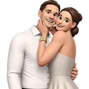 smiling couple in elegant attire sticker