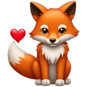 a fox holding a heart sticker