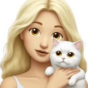 Blonde girl snuggling white Persian cat sticker