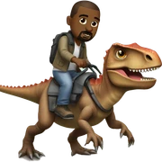 Kanye west riding a dinosaur ￼ sticker