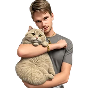boy holding cat and necklace sticker