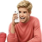 blonde boy smiling indoors sticker