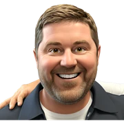smiling man in white shirt sticker
