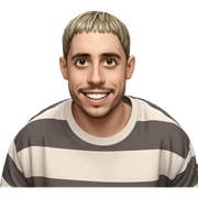 smiling boy in striped shirt sticker