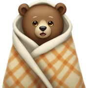 bear cozy in blanket sticker