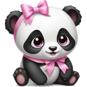 Cute little baby Panda with a little pink ribbon on head  sticker