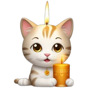 cat with candle sticker