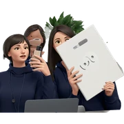 girls with phones indoors sticker