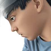boy with black hair close-up sticker