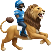 Riding a lion wearing a Detroit Lions helmet  sticker