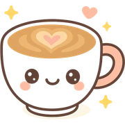 latte, kawaii style, cute face sticker