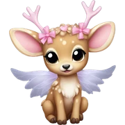 baby deer with fairy wings and a pink bow around its neck  sticker