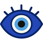 Evil eye 🧿 icon in a flat toon style  sticker