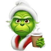 Grinch drinking coffee sticker
