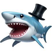 Shark with a top hat sticker