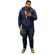 casual male with phone indoors sticker