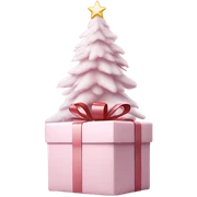 Light pink Christmas gifts under a white Christmas tree  sticker