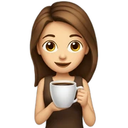 A girl with brown hair drinking coffee sticker