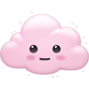 Cloud Emoji "A fluffy pastel pink cloud floating softly, with tiny glitter particles and a subtle glowing outline." sticker