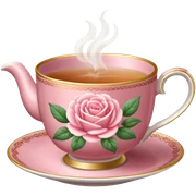 Milk rose tea in a very fancy floral small cup sticker