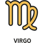 Virgo zodiac symbol, modern flat icon style, clean lines, minimal color palette sticker