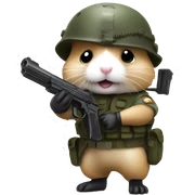 hamster combat soilder with gun sticker
