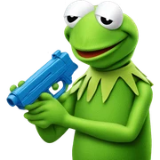 kermit the frog holding a water pistol  sticker