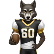 Wolf wearing a black and gold football jersey sticker