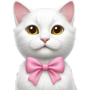 white cat pink bow sticker