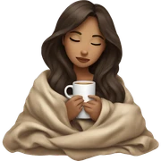 girl brunette inside a blanket sipping coffee eyes closed sticker