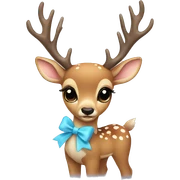 Deer with a cute baby blue bow sticker