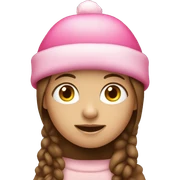 Girl with brown hair and a pink Christmas hat on  sticker